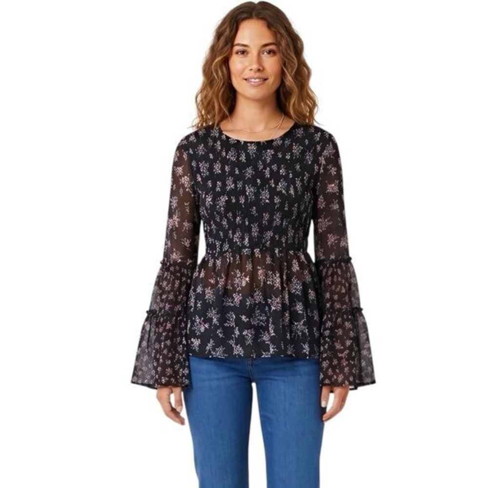 American Eagle Womens Blouse XS Floral Bohemian Bell Sleeve Fairycore Festival